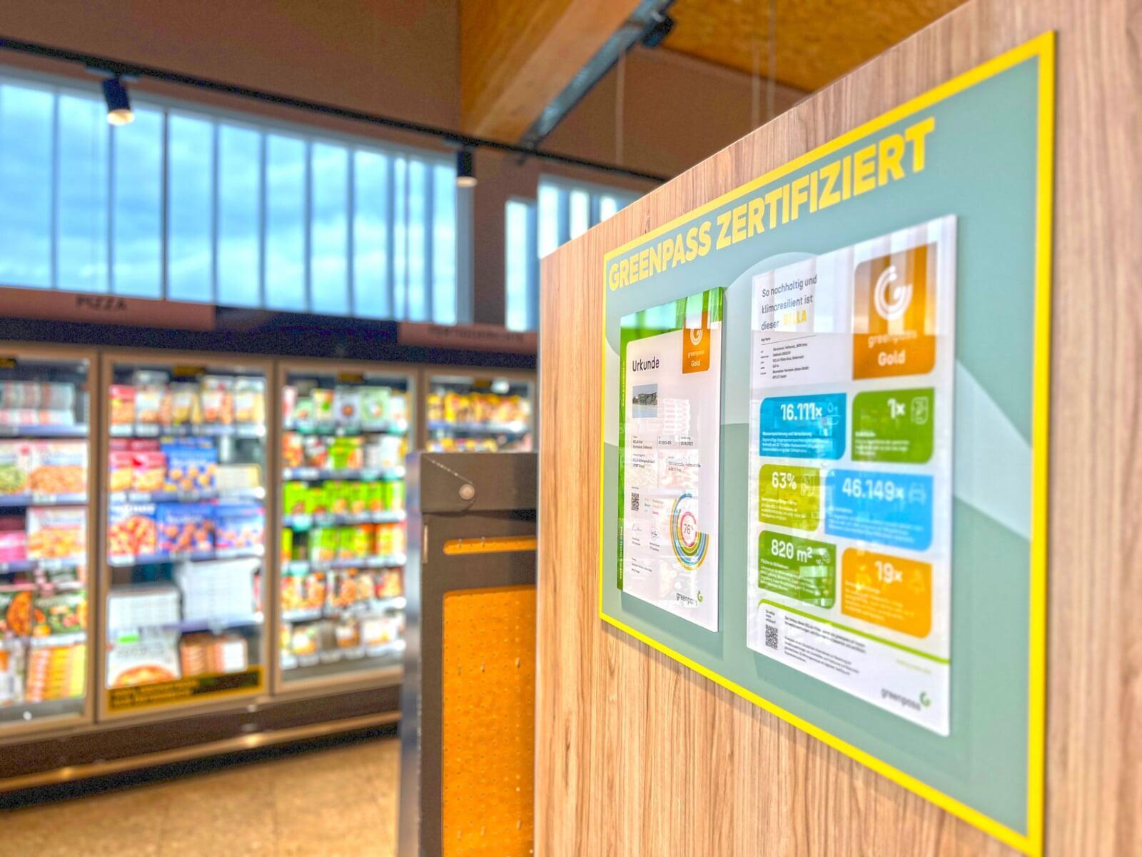 BILLA Kassabereich greenpass Wirkungsgrafik